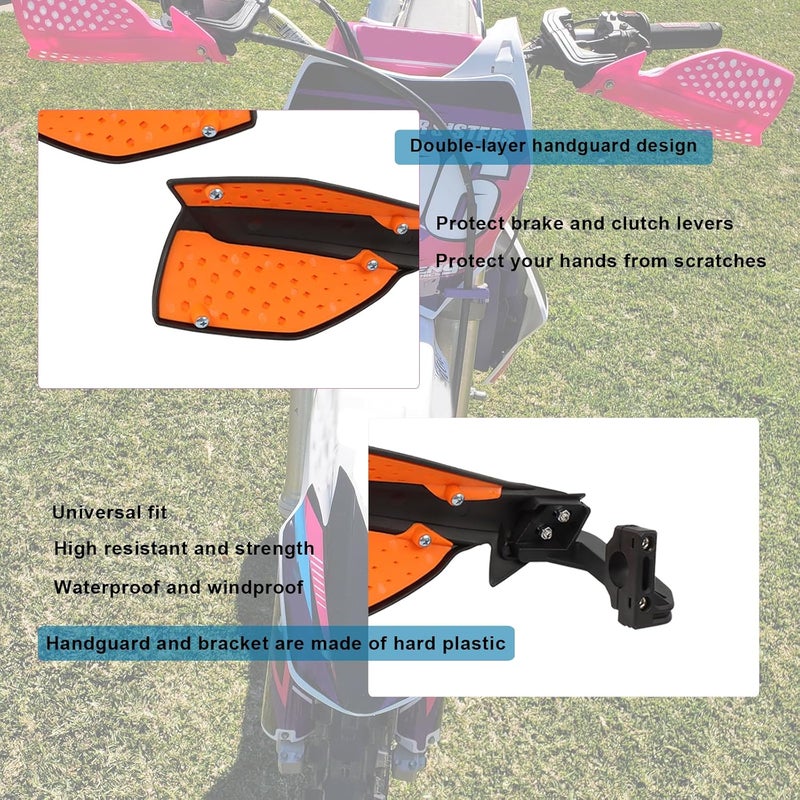 HAONEL Universal Dirt Bike Handguards 7/8" 22mm Plastic Motorcycle Handlebar Lever Hand Protector Accessories for Off-Road Motocross Enduro ATV Pit Bike(Black and Orange) - Image 2